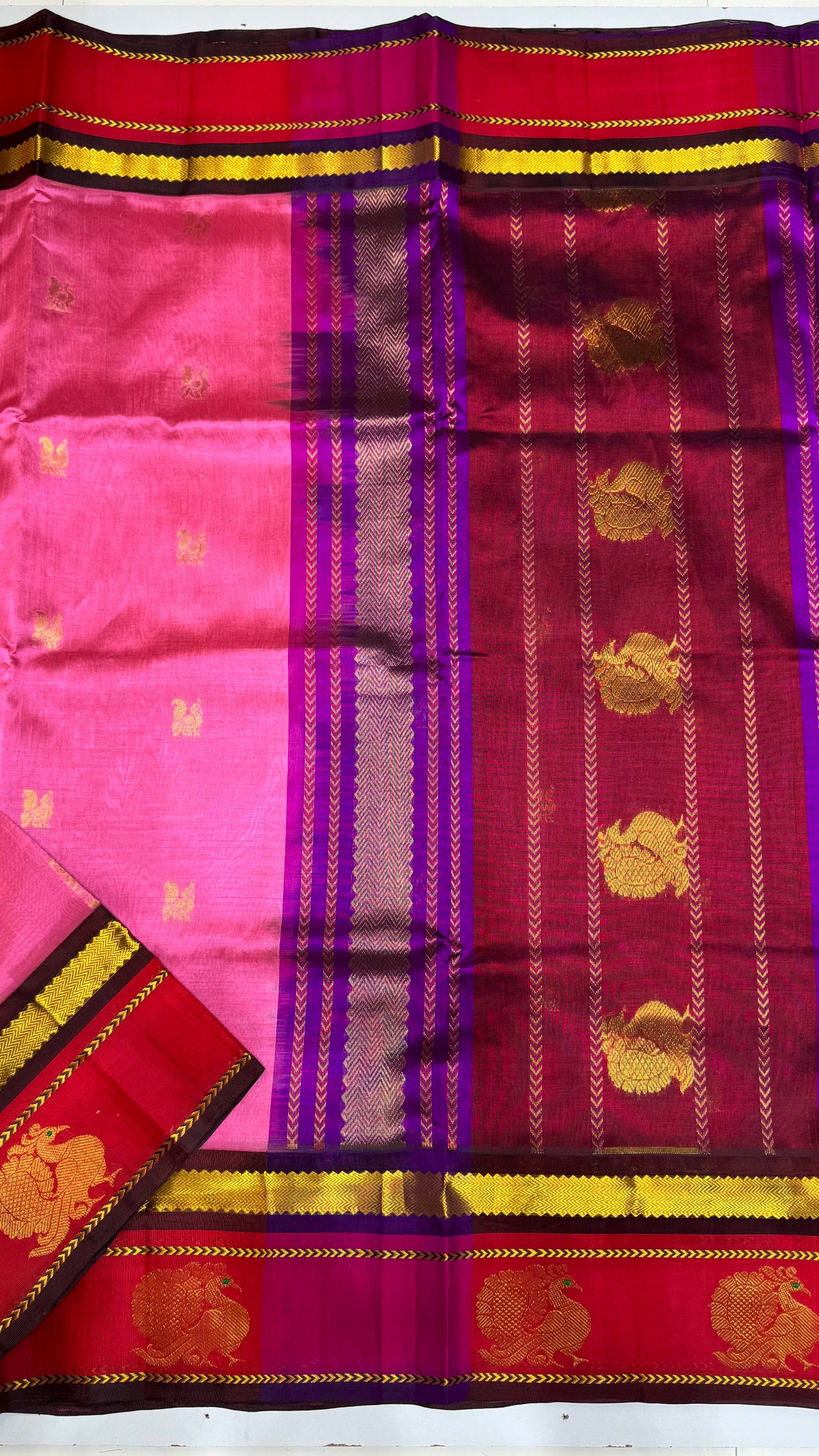 Pure Silk Cotton Saree with Korvai Border