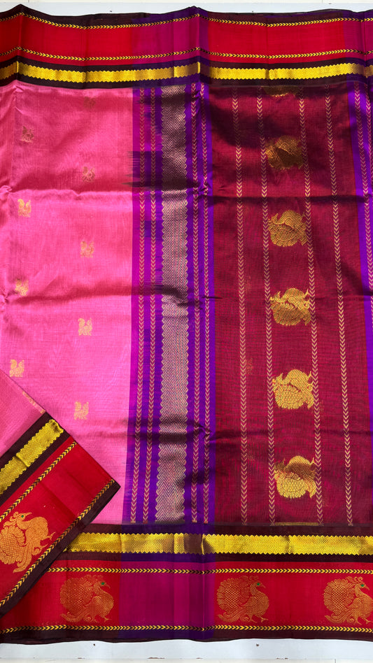 Pure Silk Cotton Saree with Korvai Border