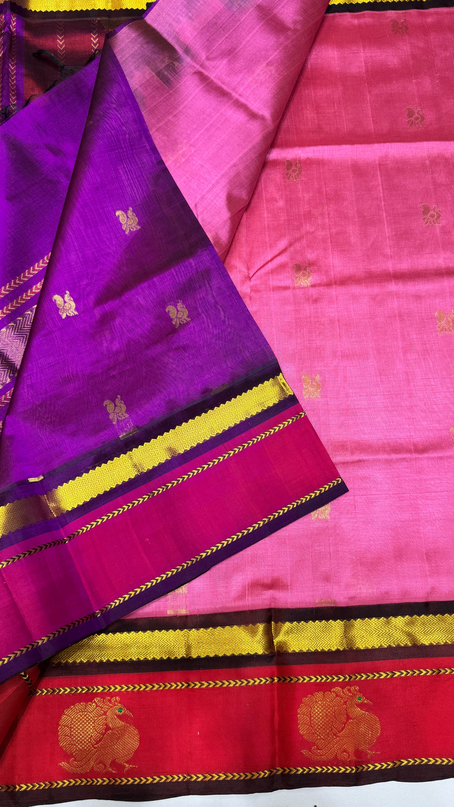 Pure Silk Cotton Saree with Korvai Border