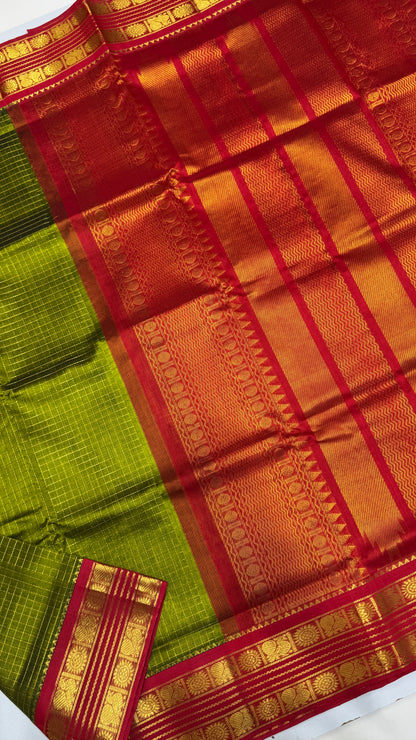 Plain Pure Silk Cotton Saree with Korvai Border