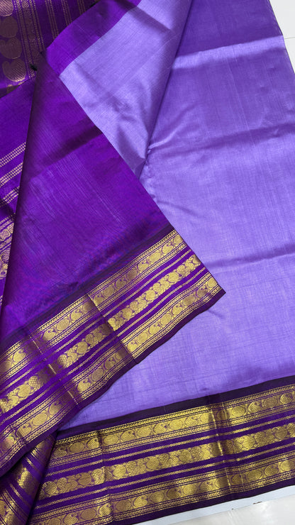 Plain Pure Silk Cotton Saree with Korvai Border