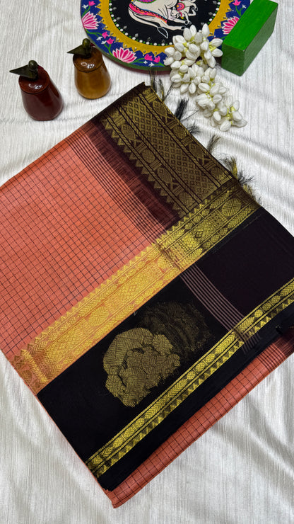 Pure Silk Cotton Saree with Korvai Border