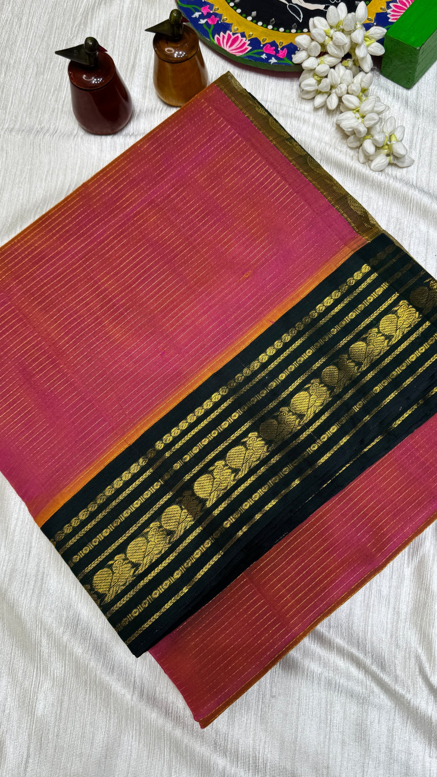 Vairoosi Pure Silk Cotton Saree with Korvai Border