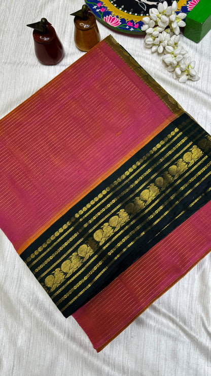 Vairoosi Pure Silk Cotton Saree with Korvai Border