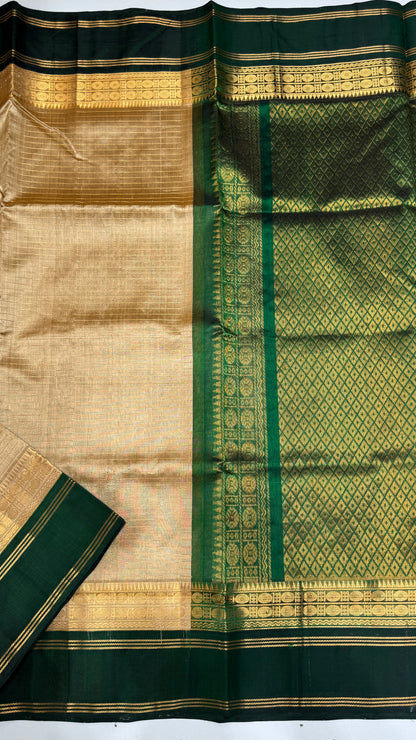 Zari Checks Pure Silk Cotton Saree with Korvai Border
