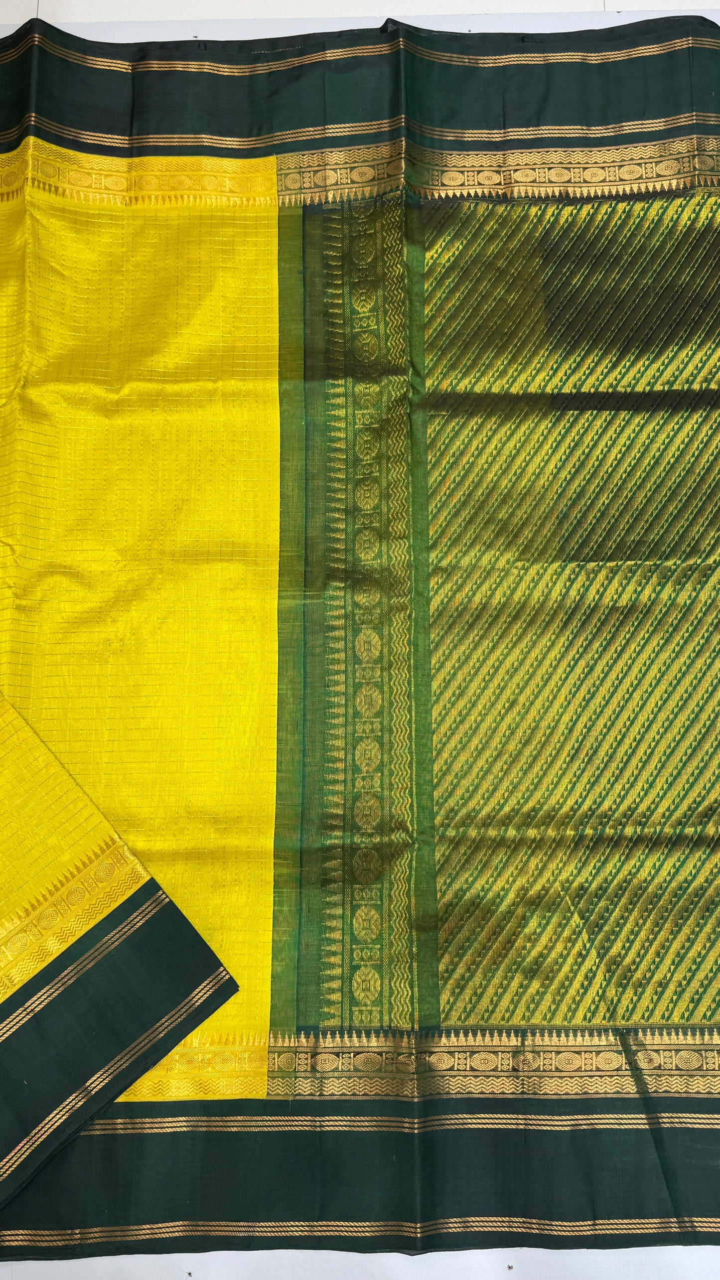 Zari Checks Pure Silk Cotton Saree with Korvai Border