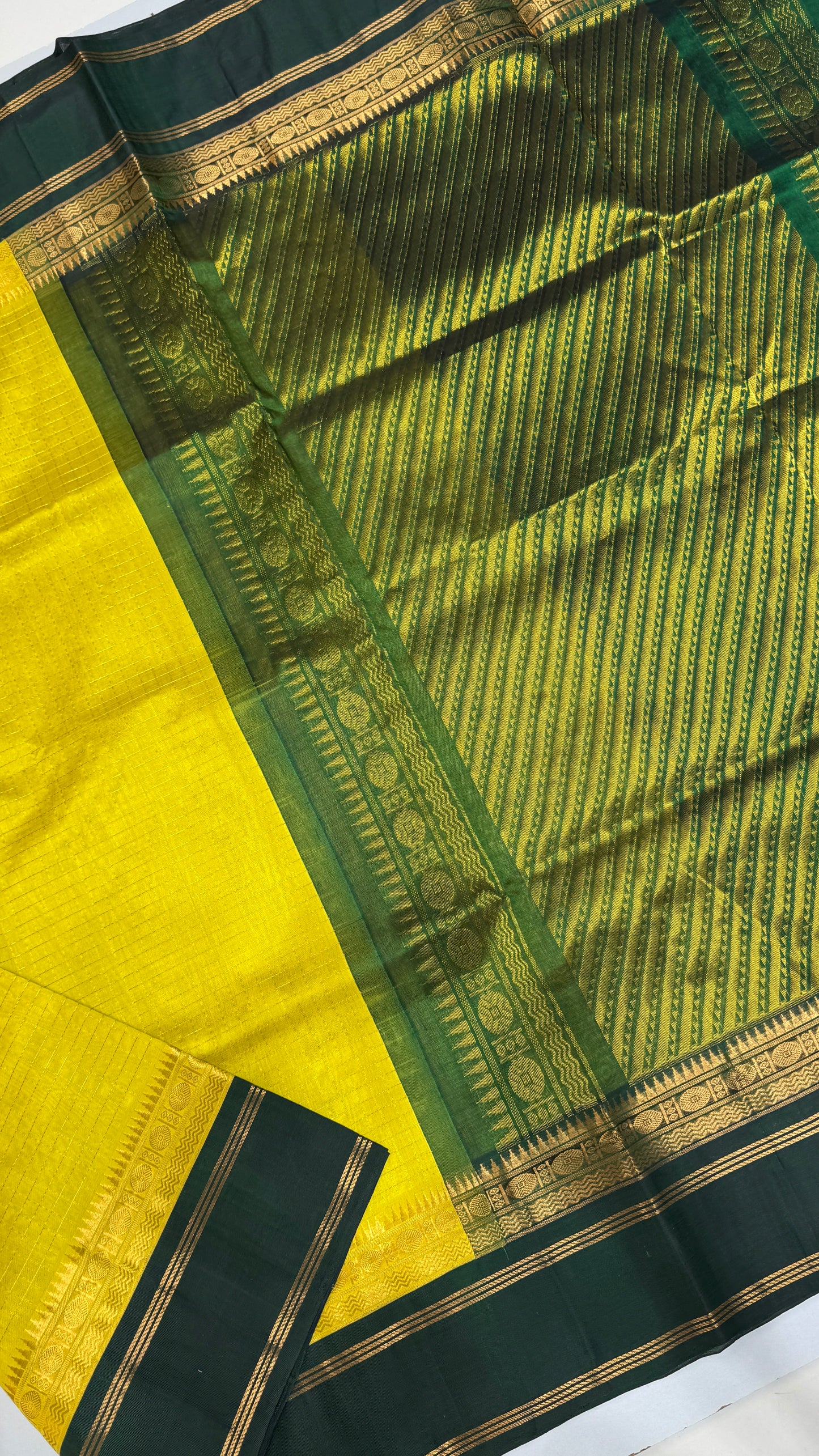 Zari Checks Pure Silk Cotton Saree with Korvai Border