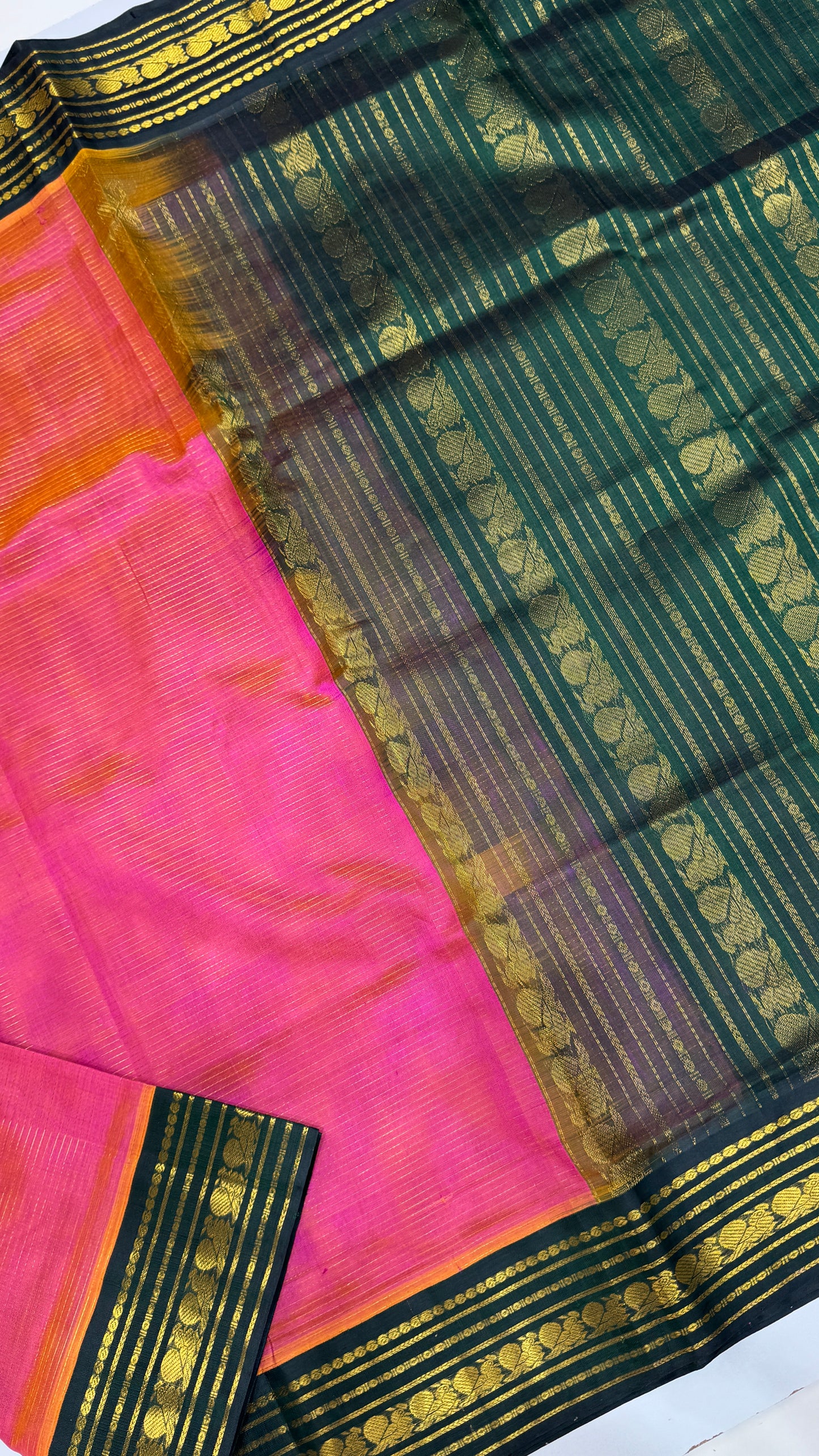 Vairoosi Pure Silk Cotton Saree with Korvai Border