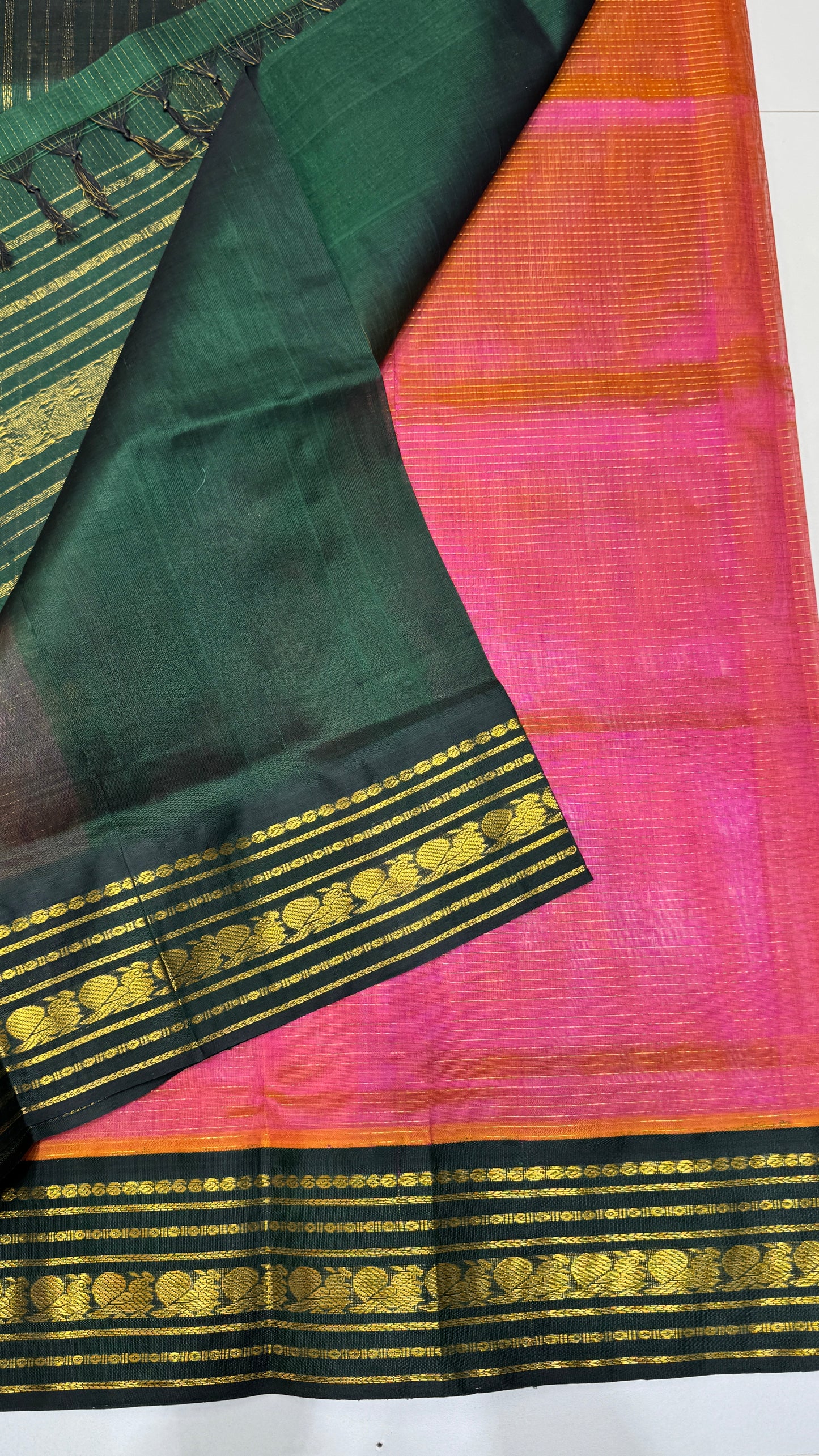 Vairoosi Pure Silk Cotton Saree with Korvai Border