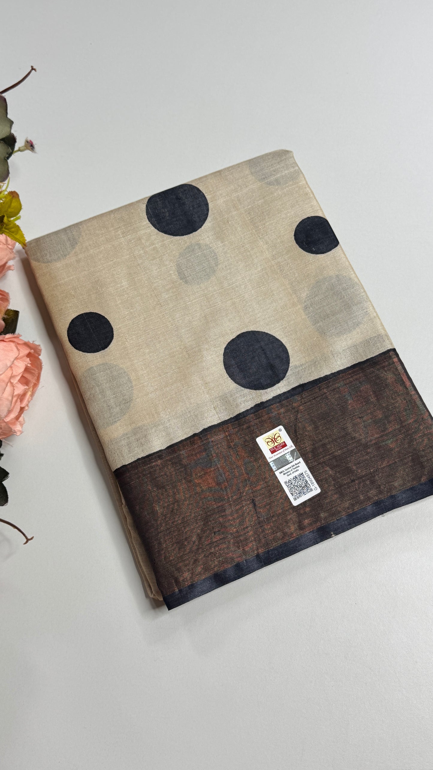Polka Dots Handloom Pure Tussar Silk Saree