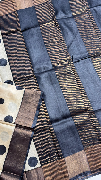 Polka Dots Handloom Pure Tussar Silk Saree