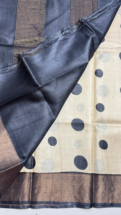 Polka Dots Handloom Pure Tussar Silk Saree