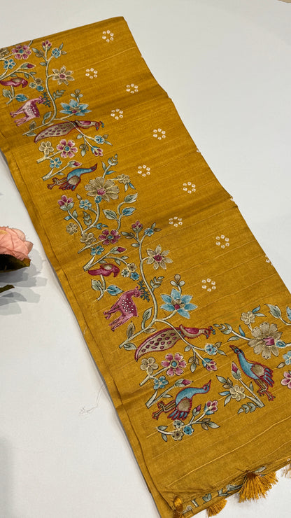 Embroidered Semi Tussar Saree