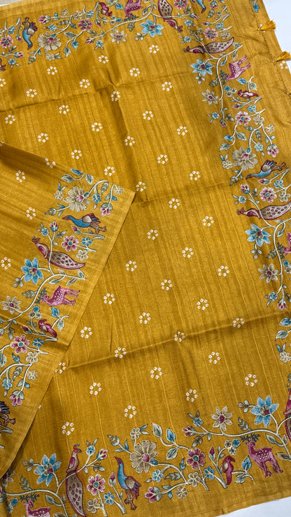Embroidered Semi Tussar Saree
