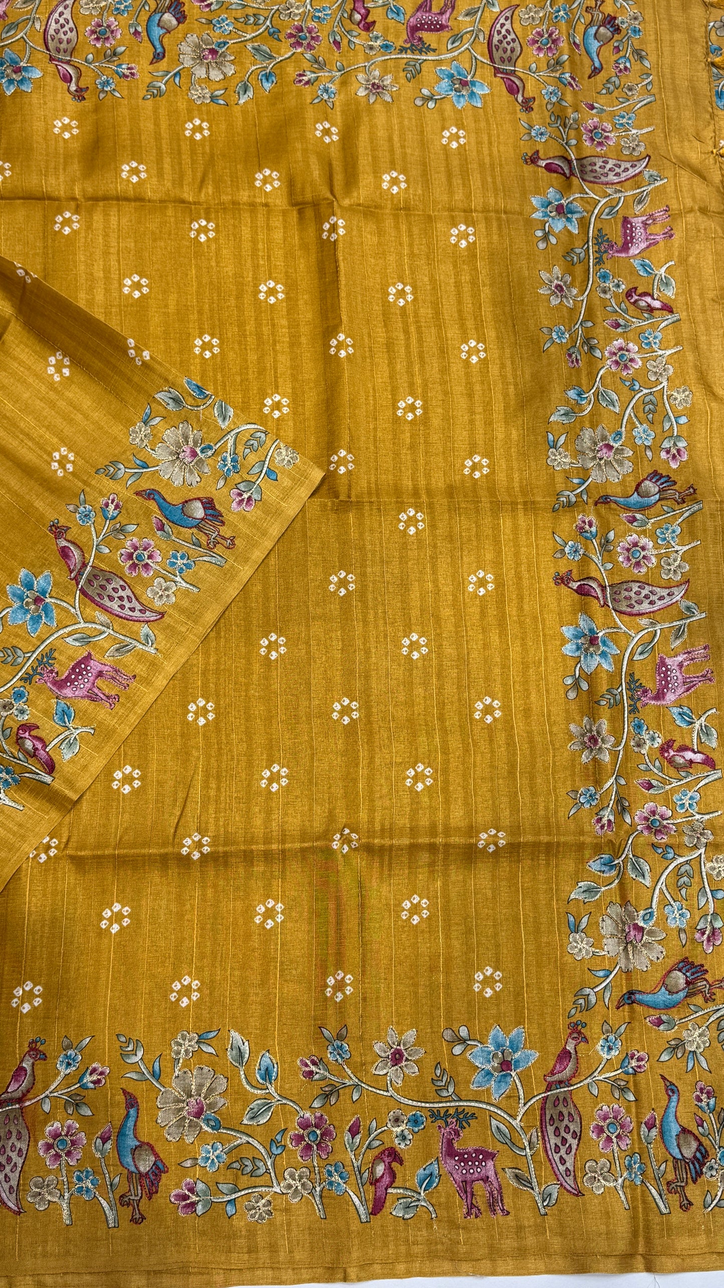 Embroidered Semi Tussar Saree