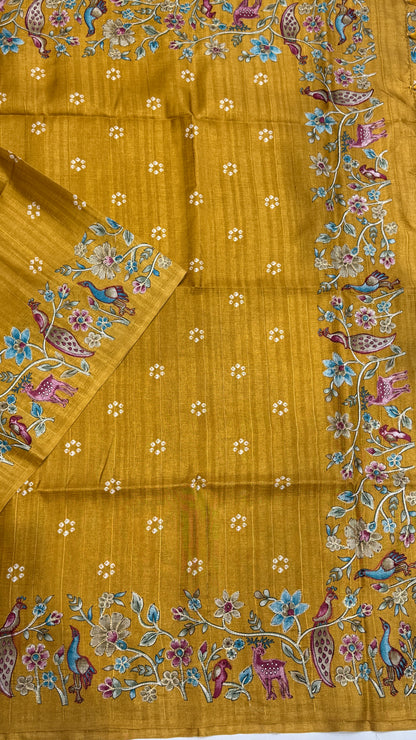 Embroidered Semi Tussar Saree