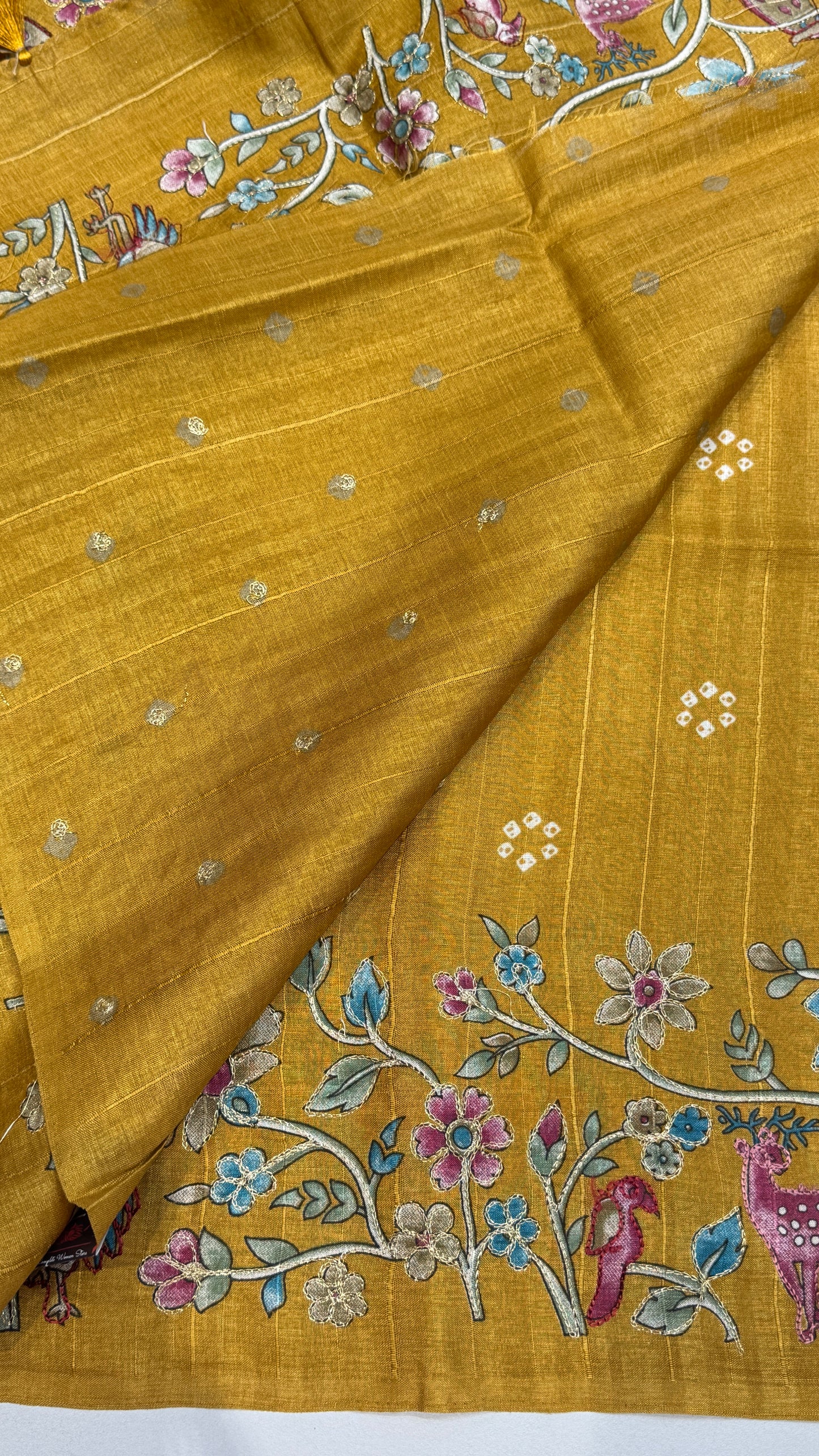 Embroidered Semi Tussar Saree