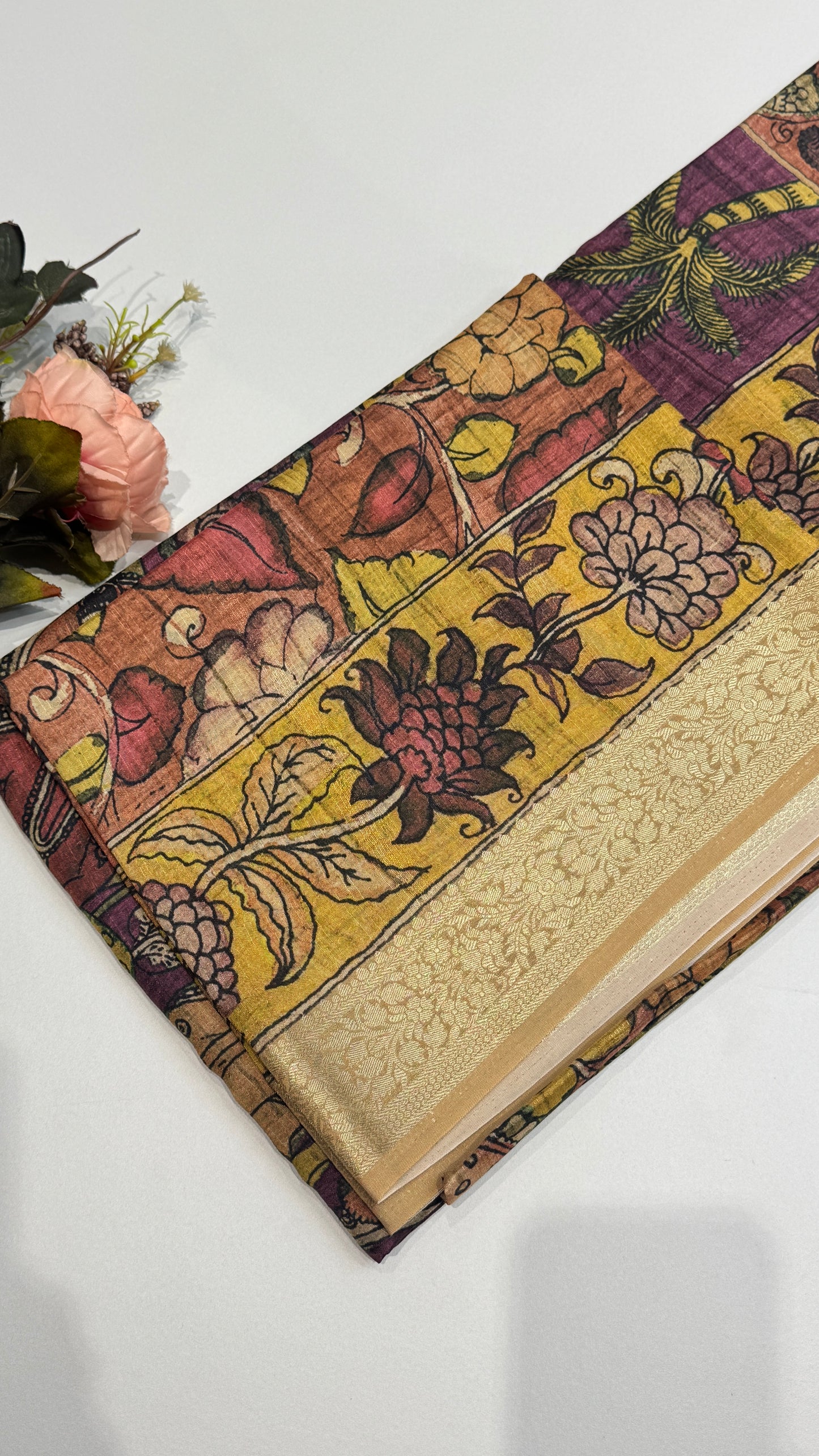 Kalamkari Printed Semi Tussar Saree