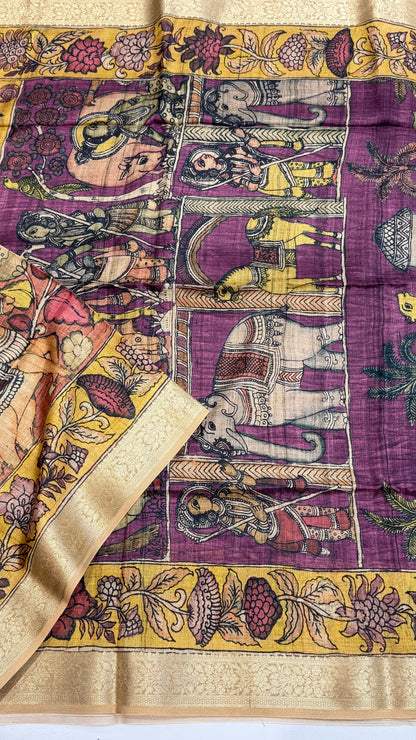 Kalamkari Printed Semi Tussar Saree