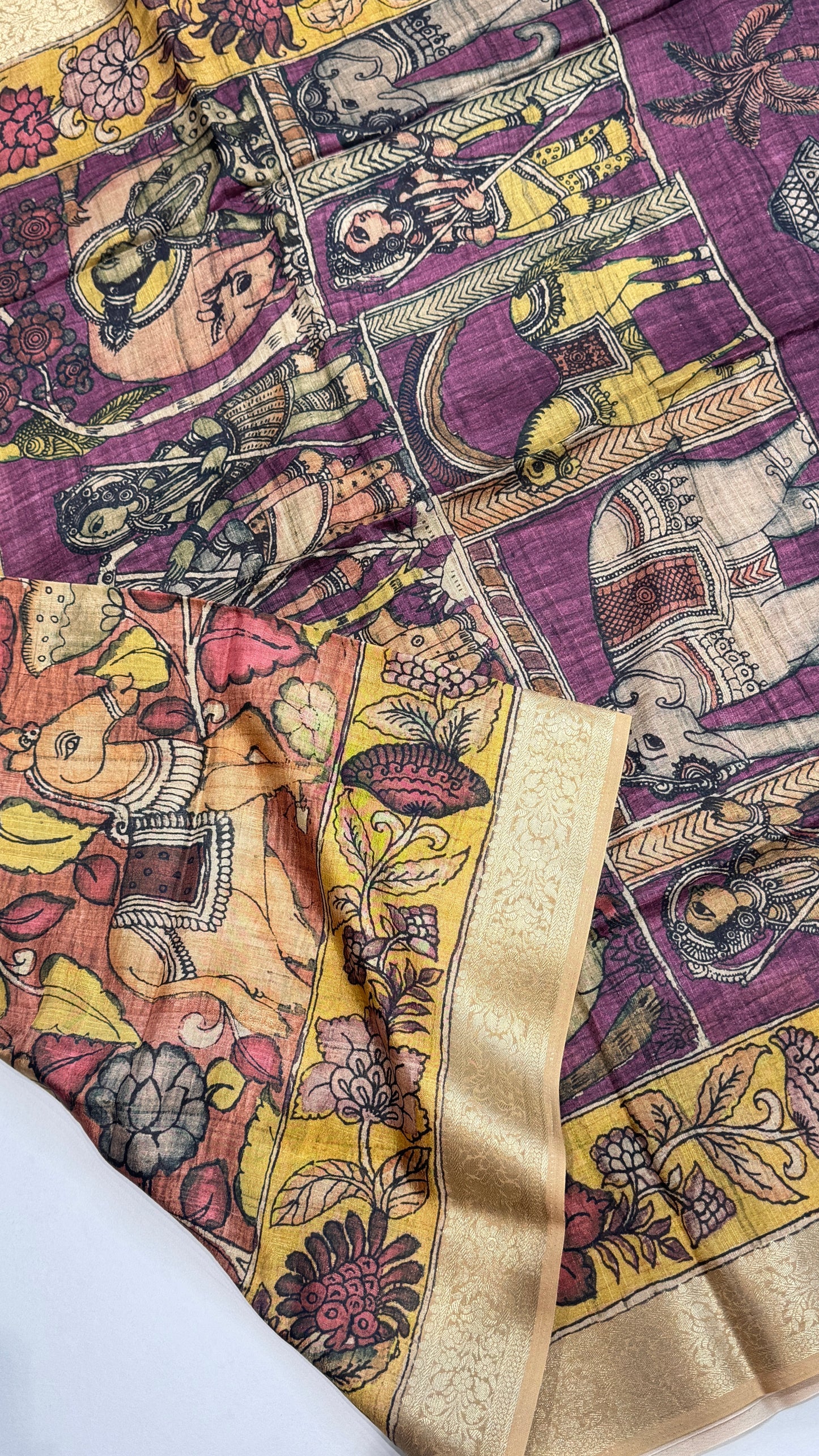 Kalamkari Printed Semi Tussar Saree