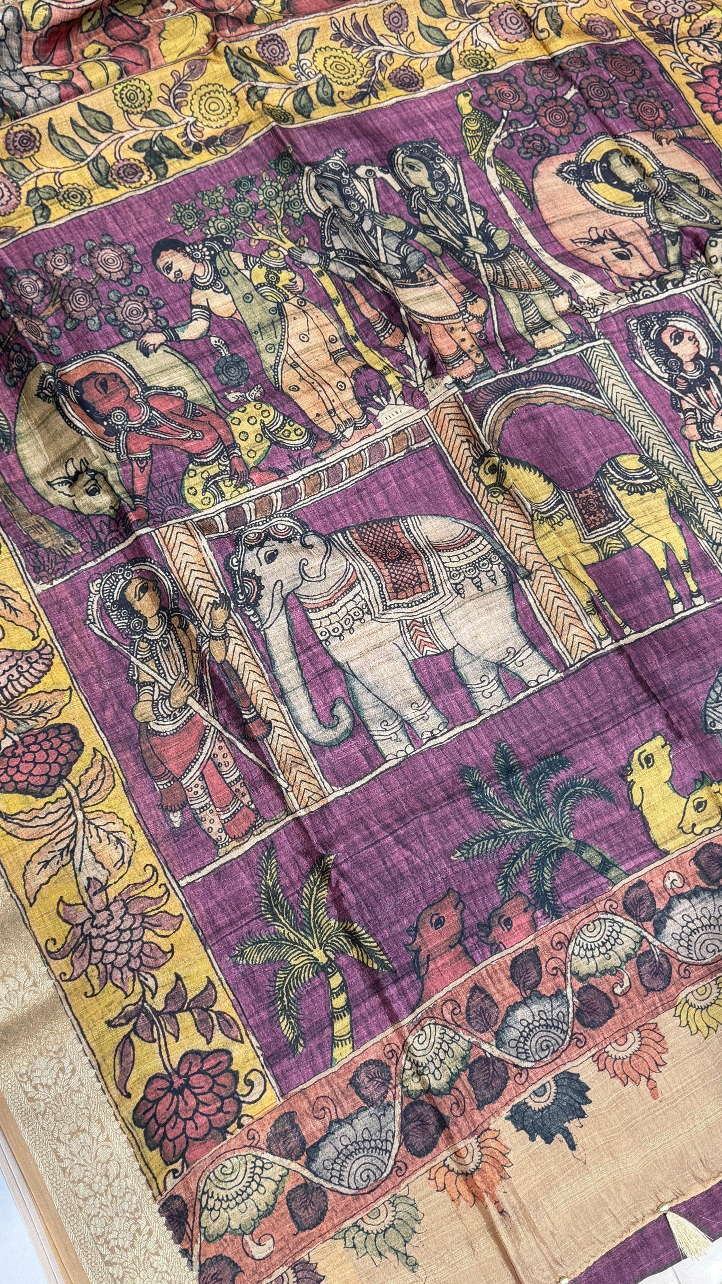 Kalamkari Printed Semi Tussar Saree