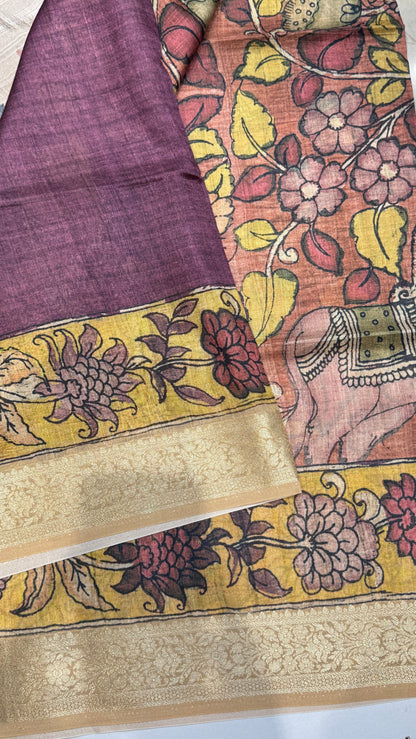 Kalamkari Printed Semi Tussar Saree