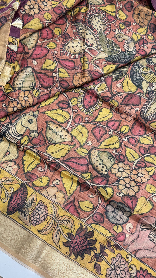 Kalamkari Printed Semi Tussar Saree