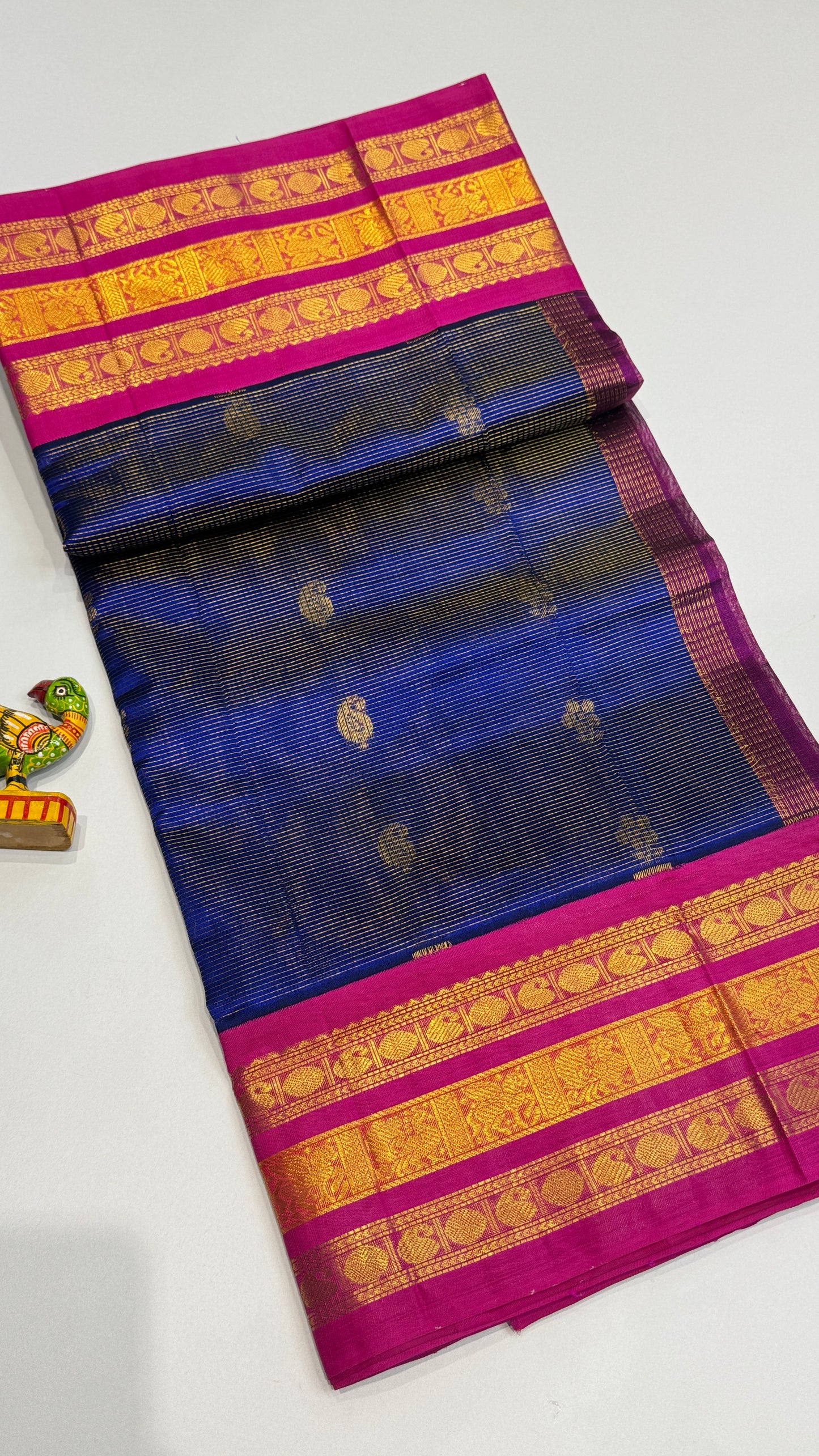 Pure Silk Cotton Saree with Korvai Borders
