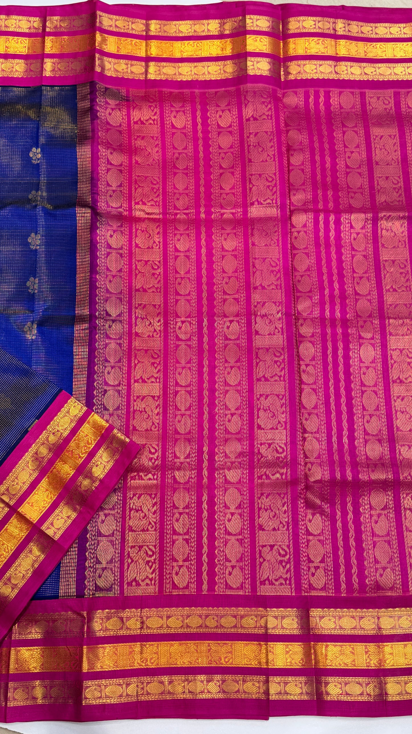 Pure Silk Cotton Saree with Korvai Borders