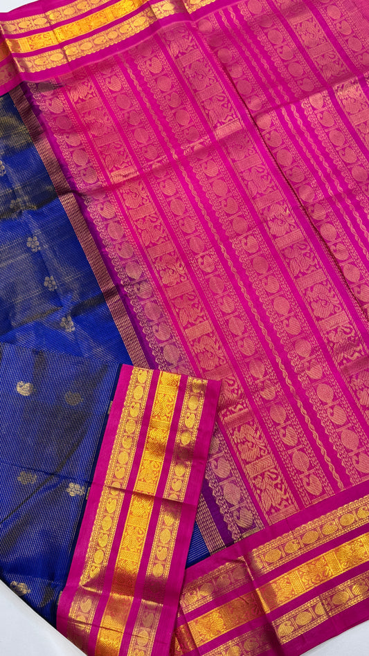 Pure Silk Cotton Saree with Korvai Borders