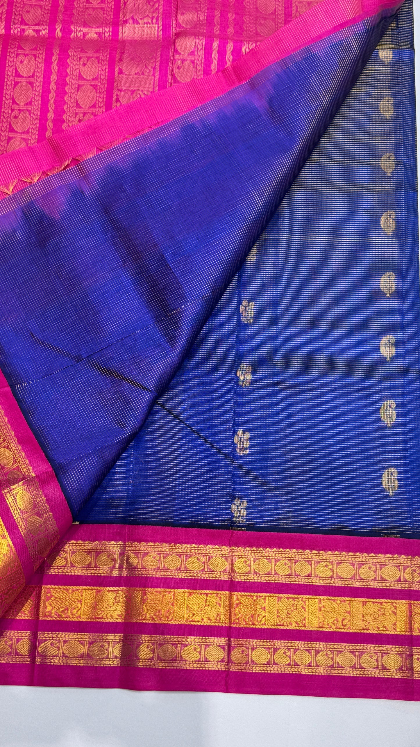 Pure Silk Cotton Saree with Korvai Borders