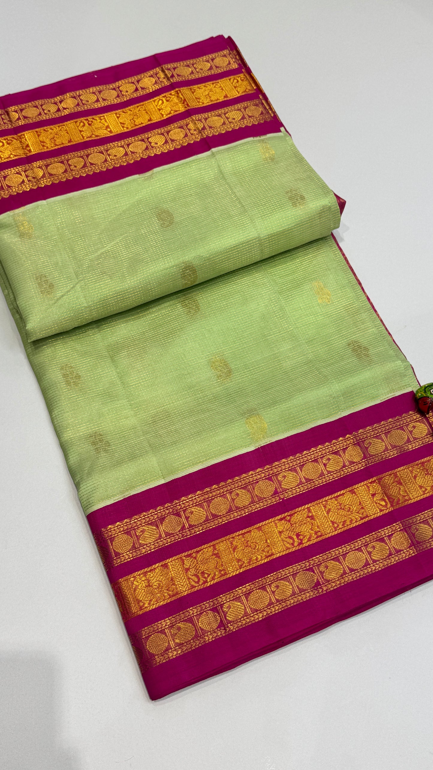 Pure Silk Cotton Saree with Korvai Borders