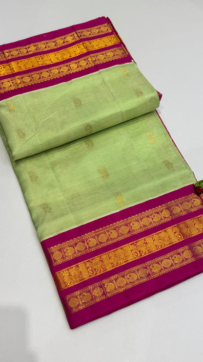 Pure Silk Cotton Saree with Korvai Borders