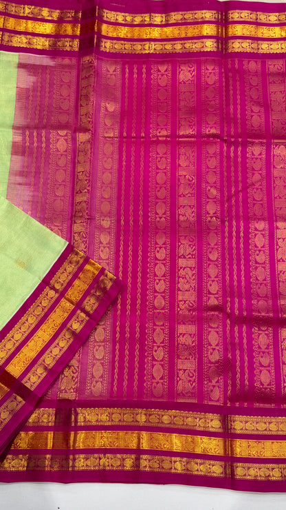 Pure Silk Cotton Saree with Korvai Borders