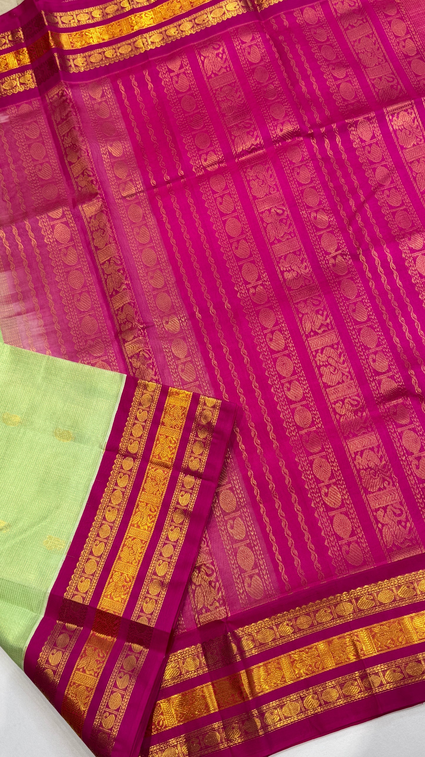 Pure Silk Cotton Saree with Korvai Borders