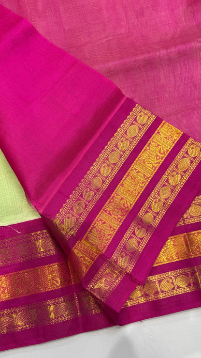 Pure Silk Cotton Saree with Korvai Borders