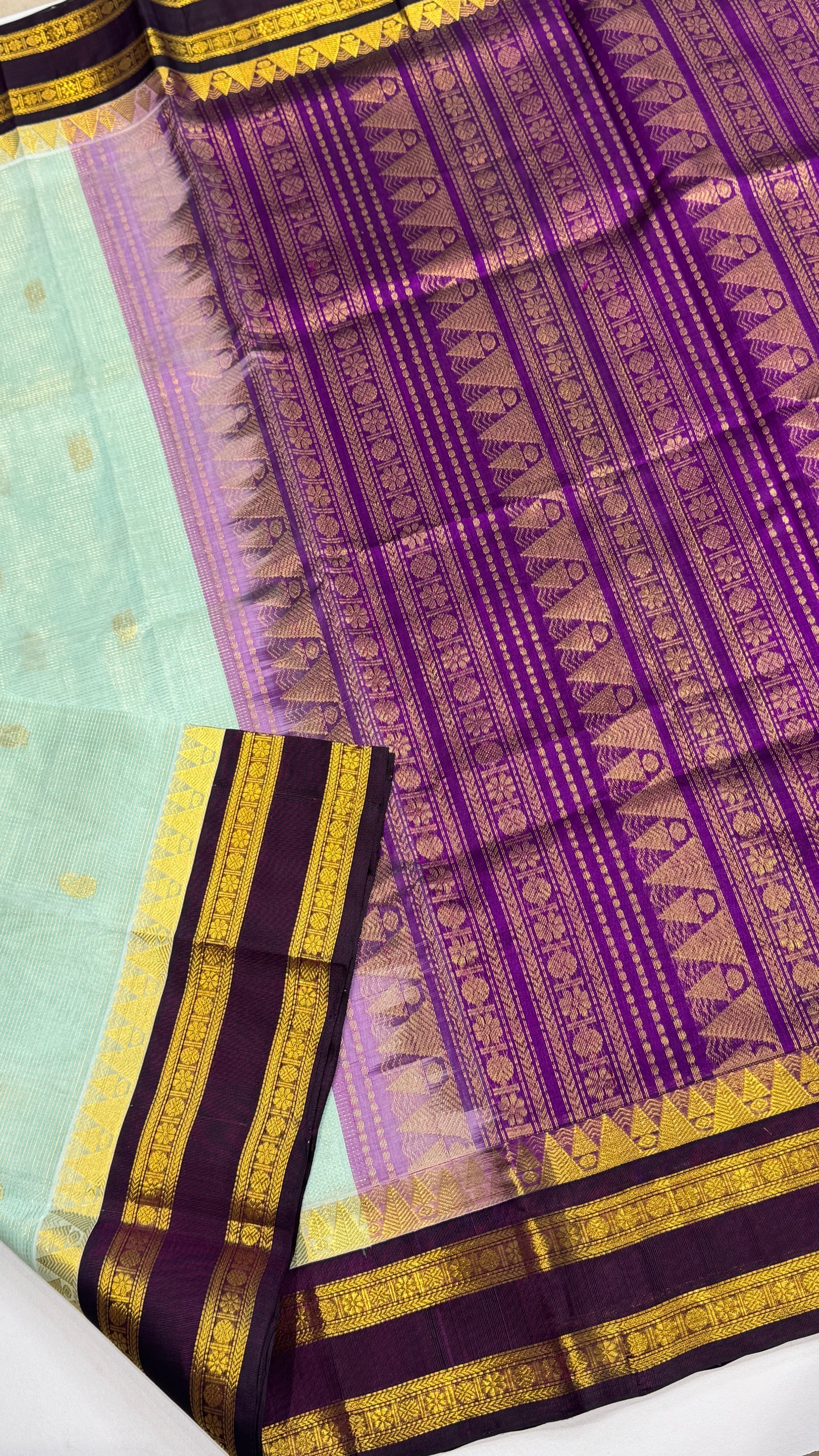 Pure Silk Cotton Saree with Korvai Borders