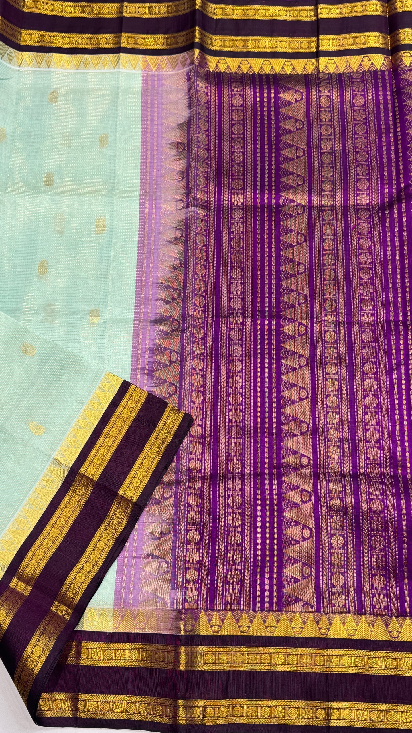Pure Silk Cotton Saree with Korvai Borders