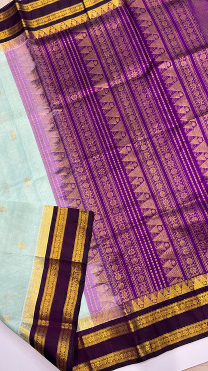 Pure Silk Cotton Saree with Korvai Borders