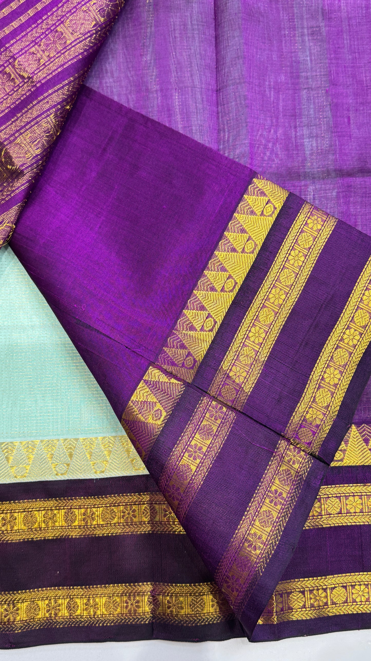 Pure Silk Cotton Saree with Korvai Borders