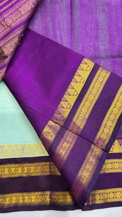 Pure Silk Cotton Saree with Korvai Borders