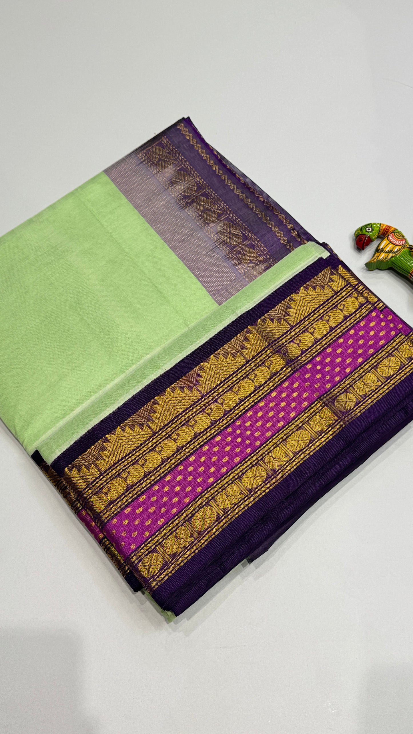 Pure Silk Cotton Saree with Korvai Borders