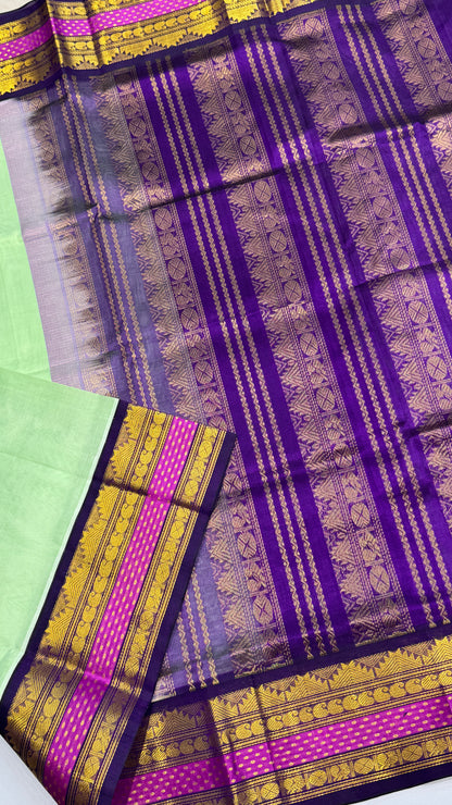 Pure Silk Cotton Saree with Korvai Borders