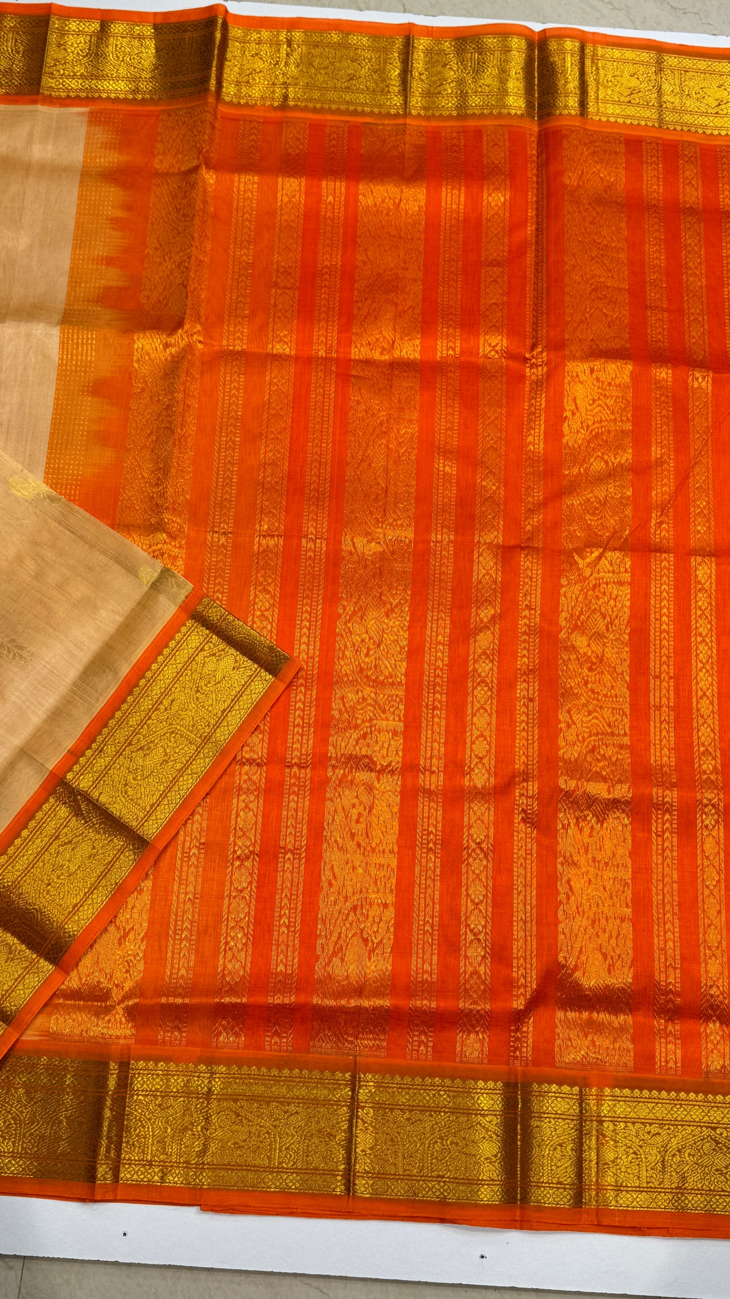 Pure Silk Cotton Saree with Korvai Borders