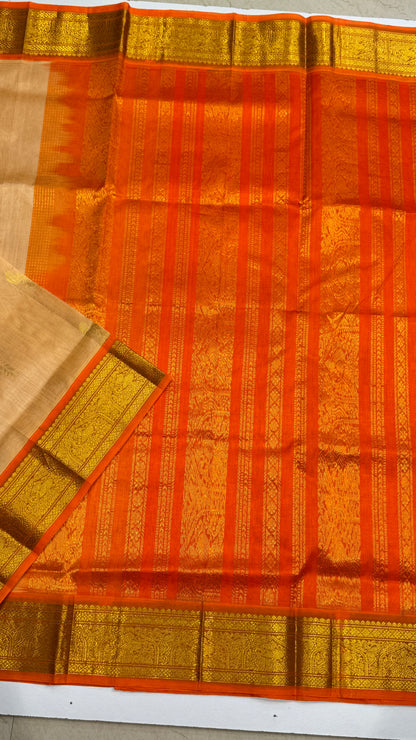 Pure Silk Cotton Saree with Korvai Borders