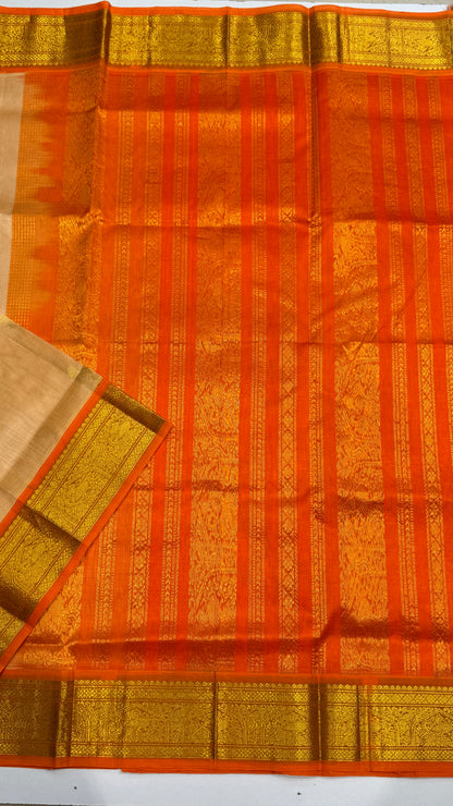 Pure Silk Cotton Saree with Korvai Borders