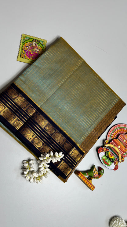 Zari Checks Pure Silk Cotton Saree with Korvai Border