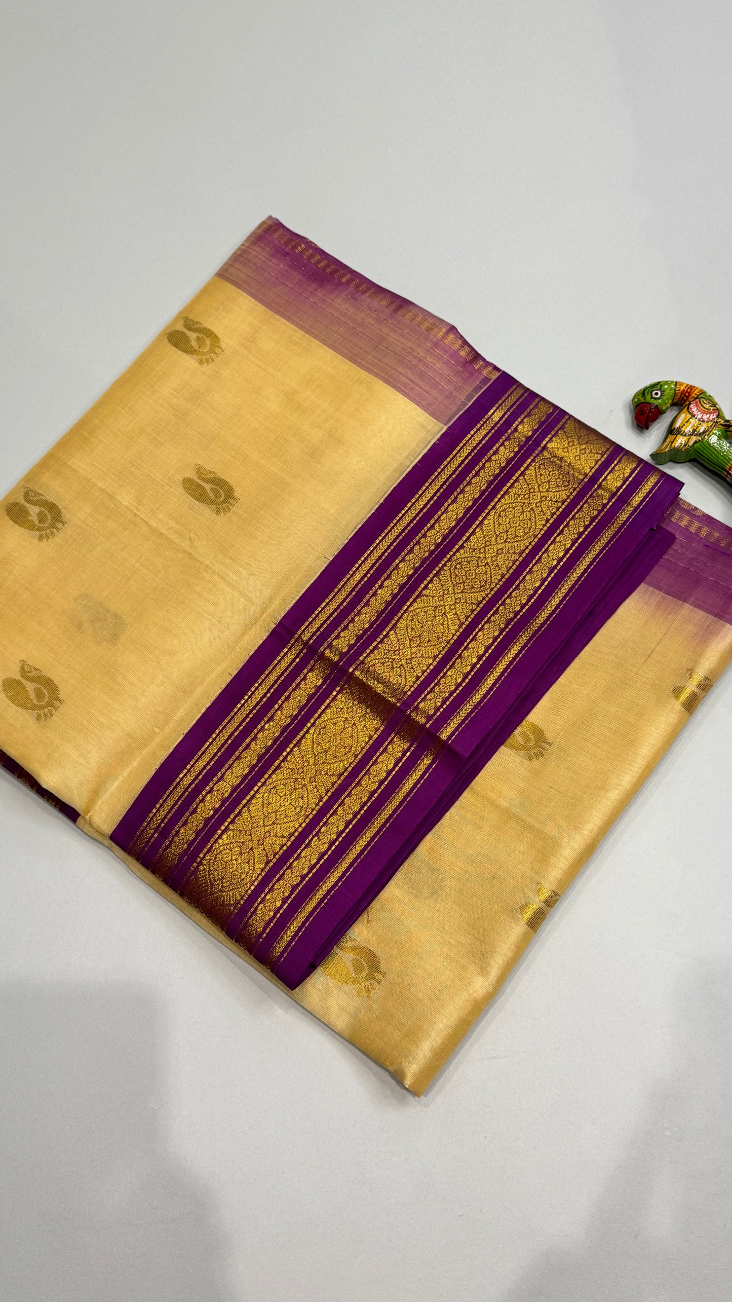 Pure Silk Cotton Saree with Korvai Borders
