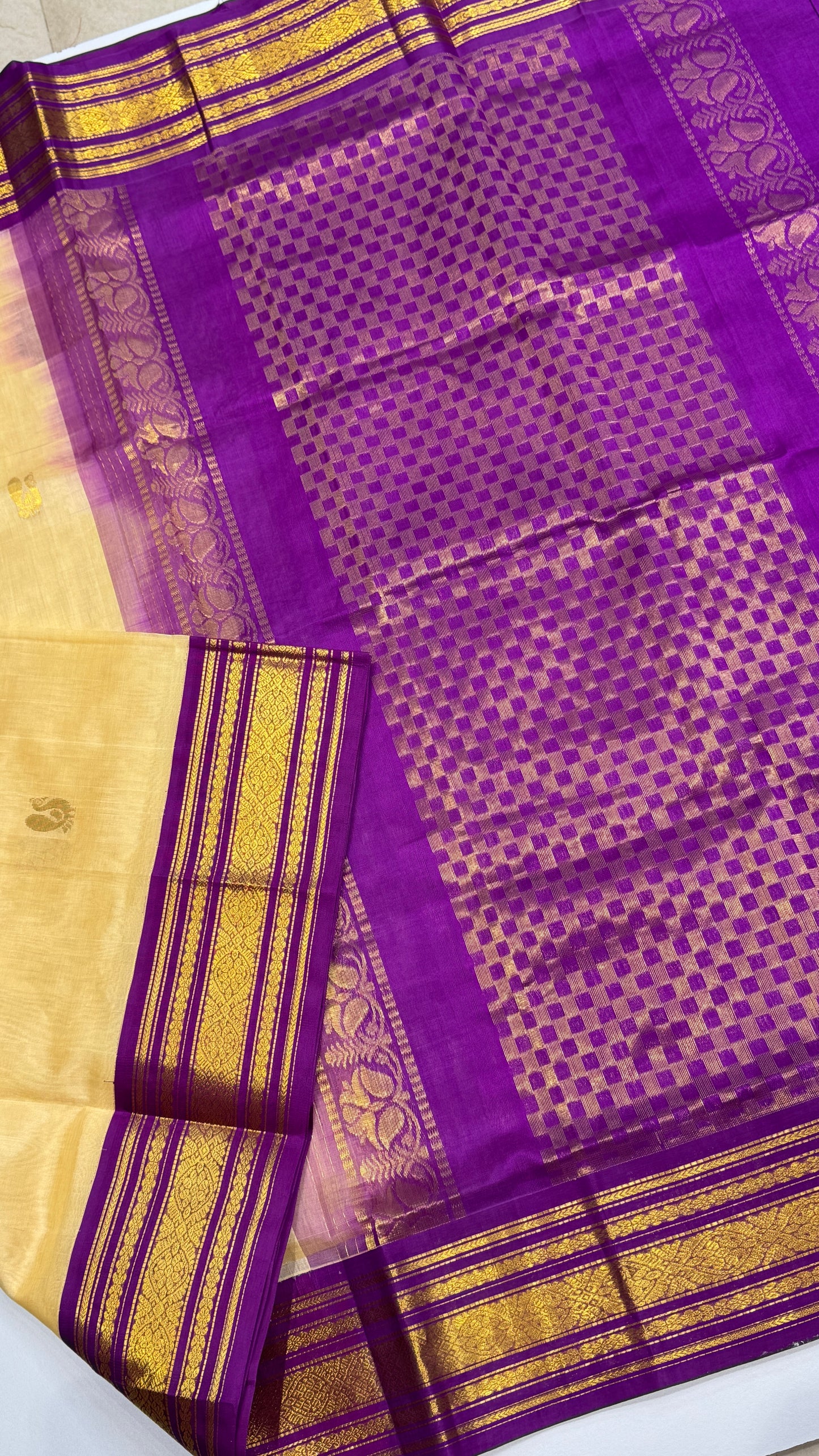 Pure Silk Cotton Saree with Korvai Borders