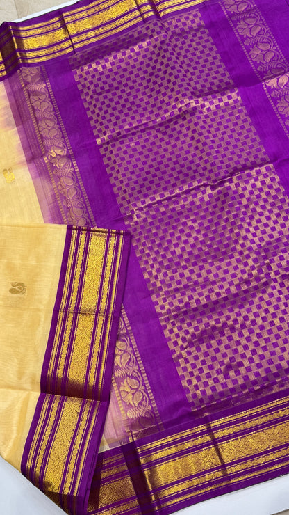 Pure Silk Cotton Saree with Korvai Borders